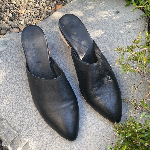 Dopp Mules Greta Wooden Asphalt Black Leather sz 8 - Picture 2 of 12